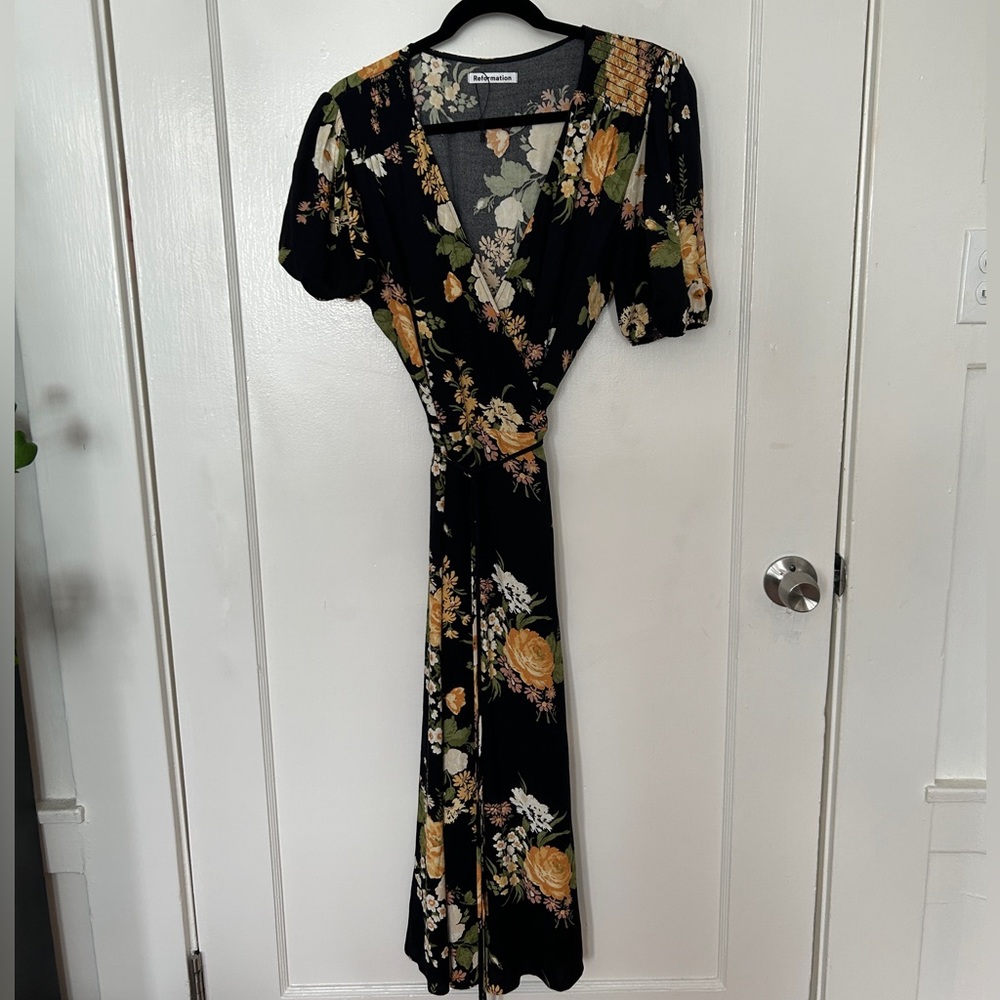 Reformation Floral Wrap Midi Dress